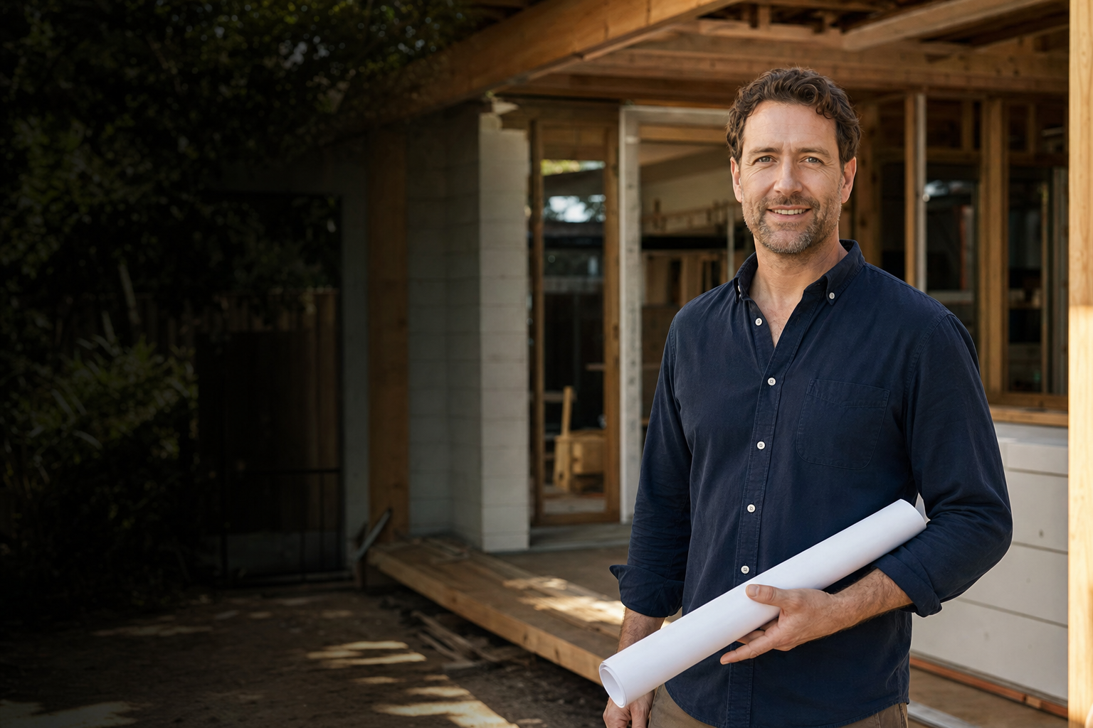Building design professional at a residential construction project